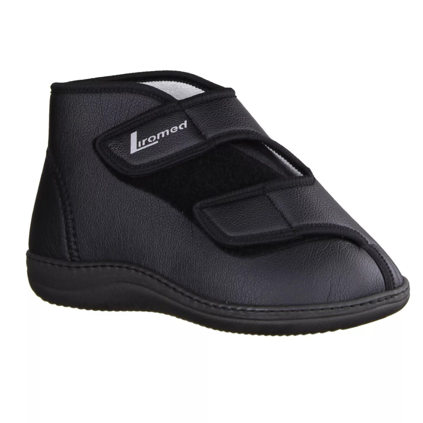 Liromed 477-2003 hoher urinbeständiger Verbandschuh in schwarz, Frotteefutter, Weite L