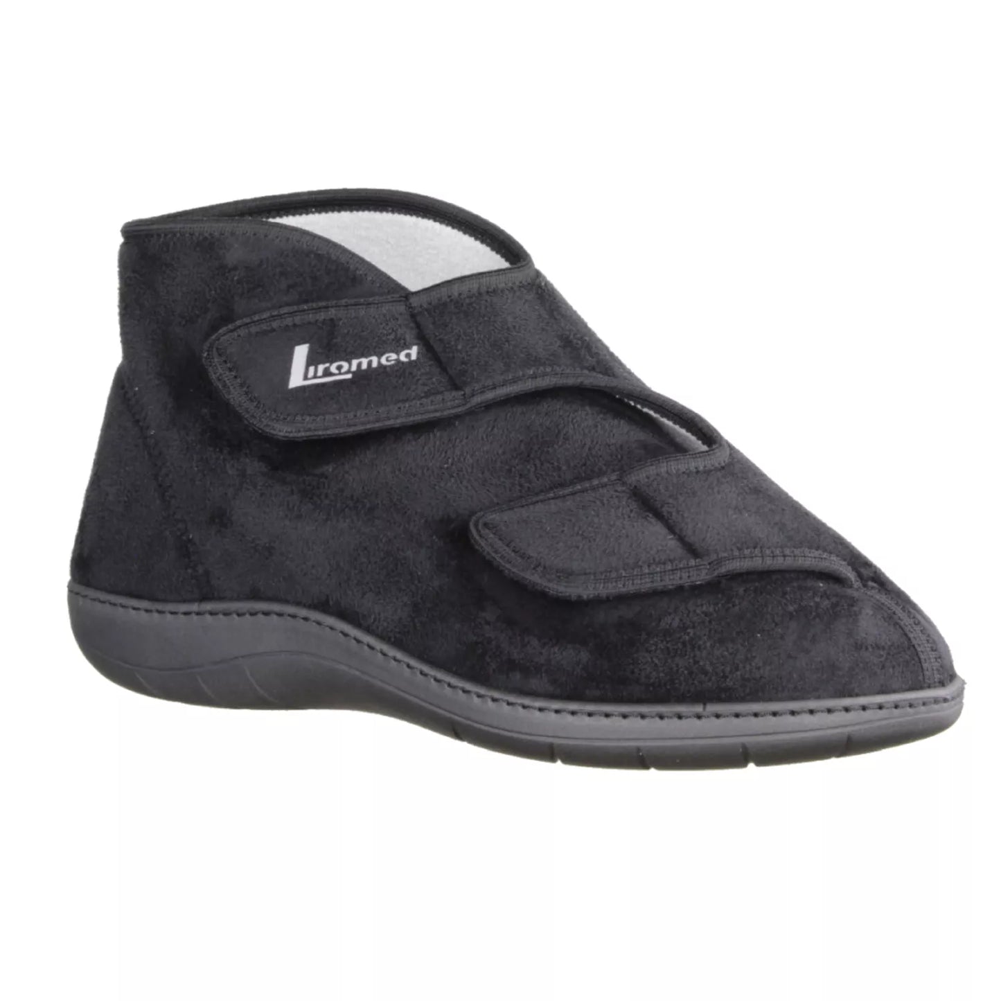 Liromed 477-20Z3 hoher Verbandschuh in schwarz, Frotteefutter, Weite L