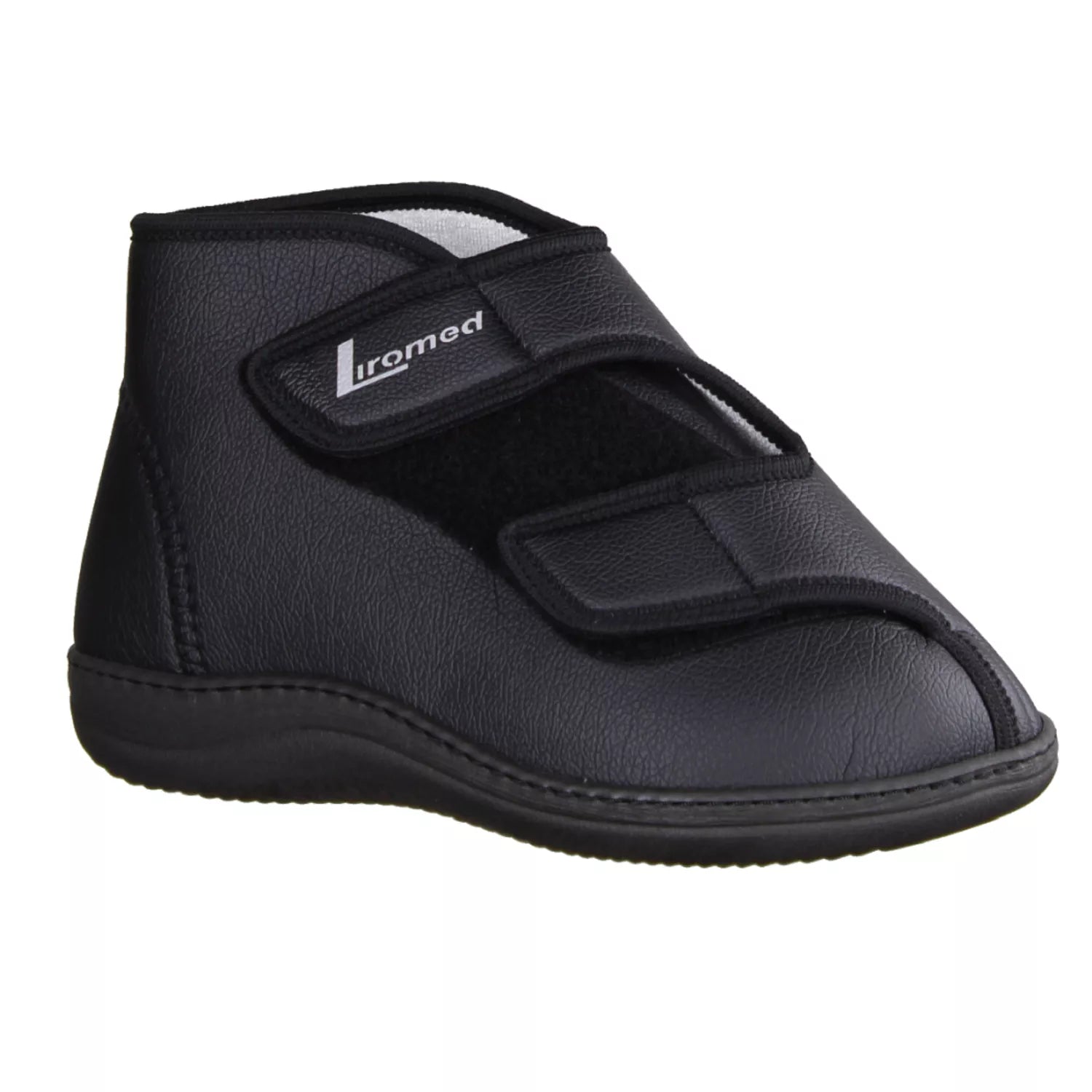 Liromed 477-2003 hoher urinbeständiger Verbandschuh in schwarz, Frotteefutter, Weite L