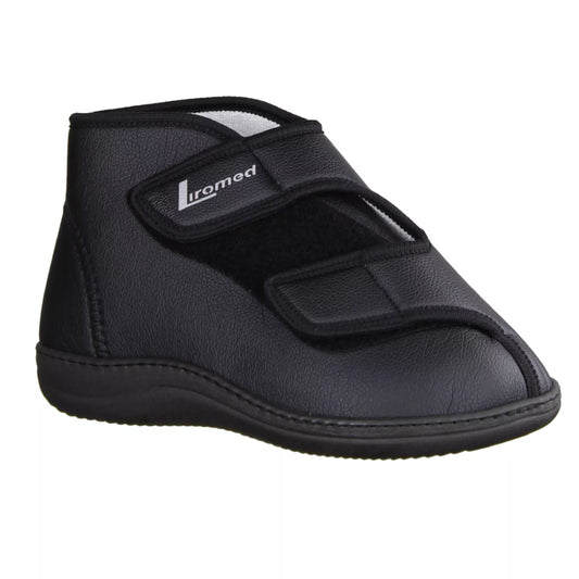 Liromed 477-2003 hoher urinbeständiger Verbandschuh in schwarz, Frotteefutter, Weite L